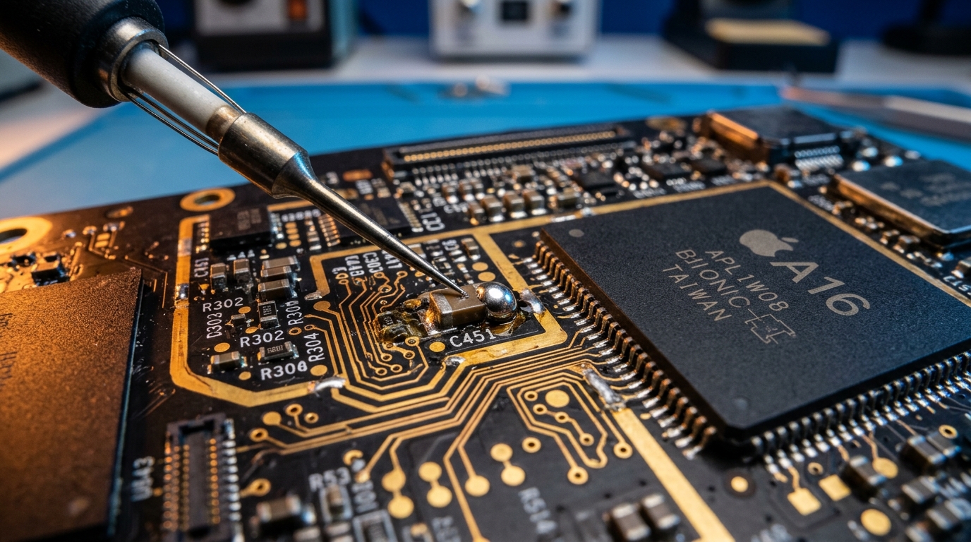 Component-level motherboard micro-soldering and BGA circuit inspection
