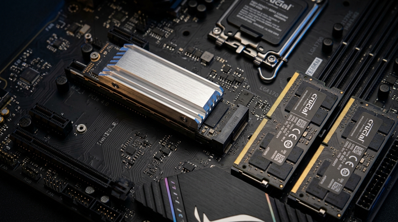 High speed NVMe SSD storage and RAM modules for laptop speed upgrade